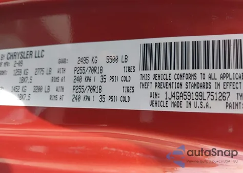 2009 Jeep Wrangler Unlimited Sahara from USA, damaged, VIN 1J4GA59199L751267